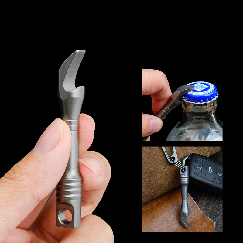 

Открытый портативный EDC многофункциональный титановый сплав мини-брелок для открывания бутылок инструмент