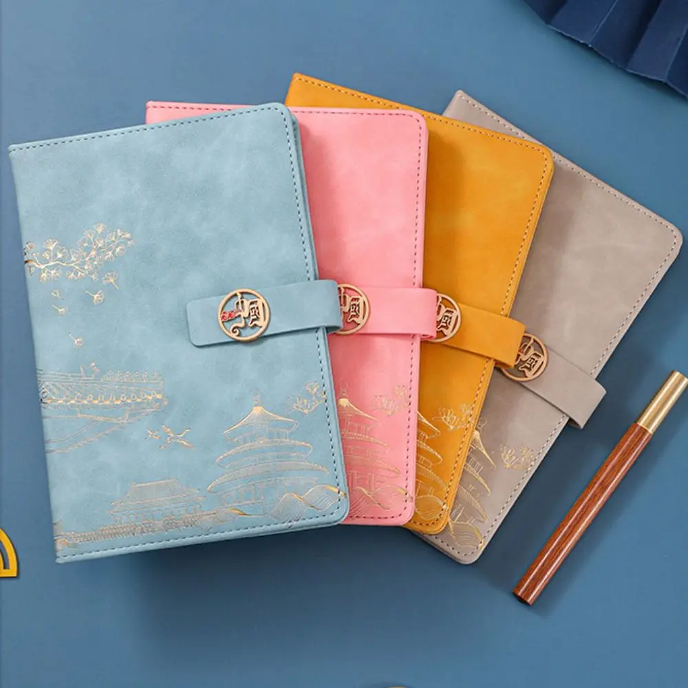 

Traditional Leather A5 Notebook Enclosed Buckle Chinese Style Journal Notebook Portable Planner Notebook Business