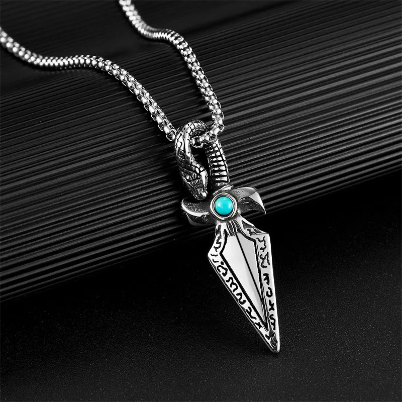 Stainless Steel Titanium Viking Pirate Snake Arrow Head Hip Hop Punk Pendant Collar Chains Necklace for Men Women Jewel