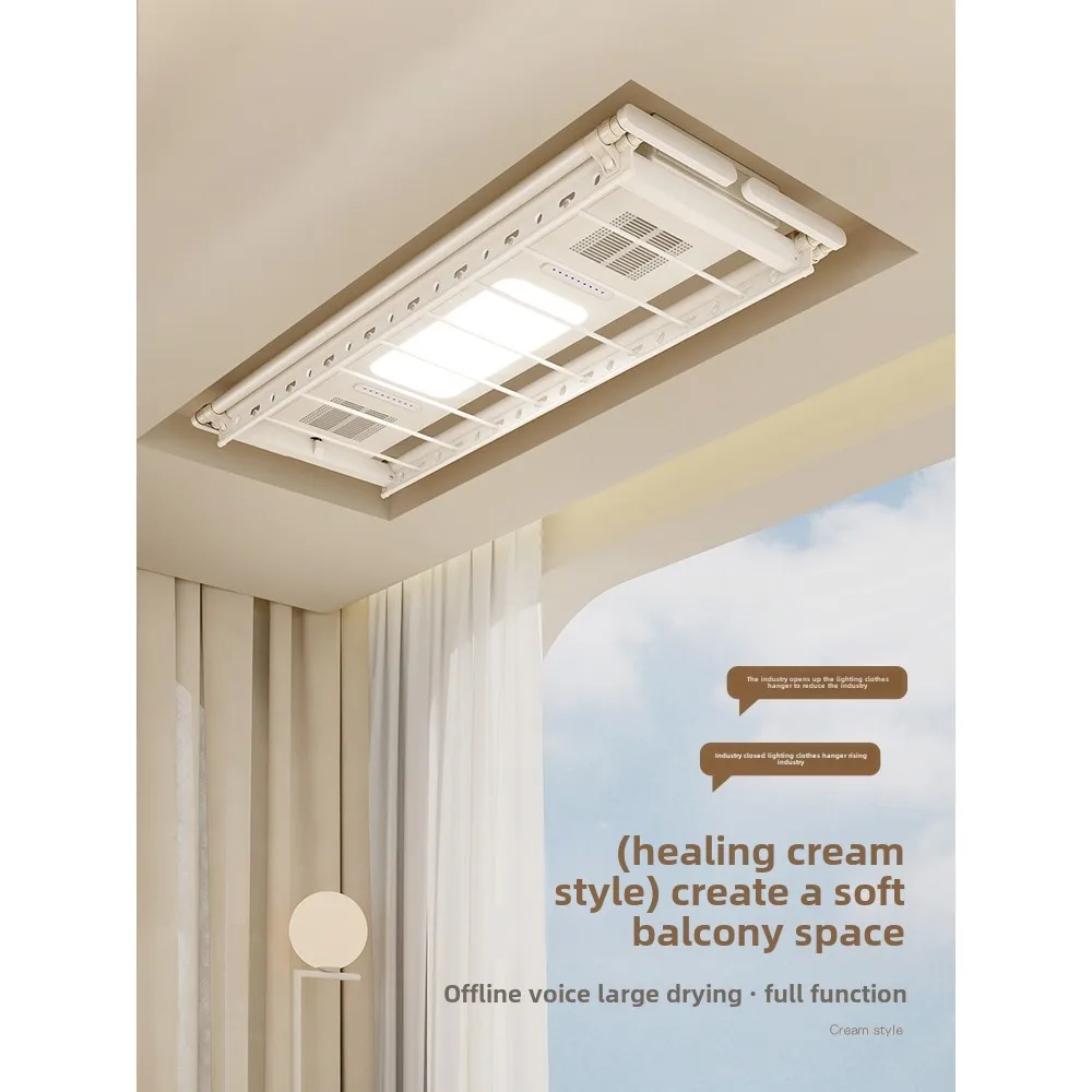 

Smart Electric Folding Clothes Drying Rack Cream Remote Control Balcony/Laundry Lifting Wall Intelligent Automatic Dryer Machine