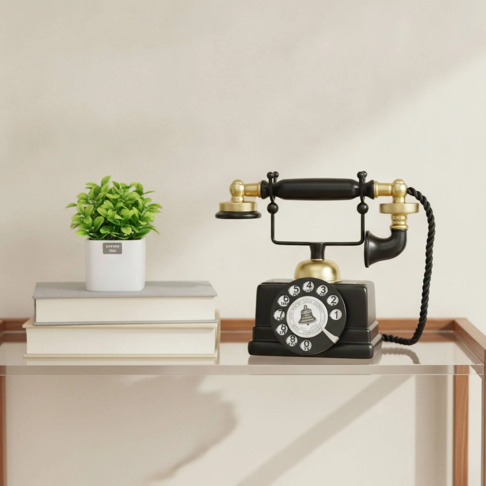 Vintage Rotary Telephone Ornament Decorative Retro Telephone Decor Rotary Phone Model Antique-Style for Home Decorators view 2