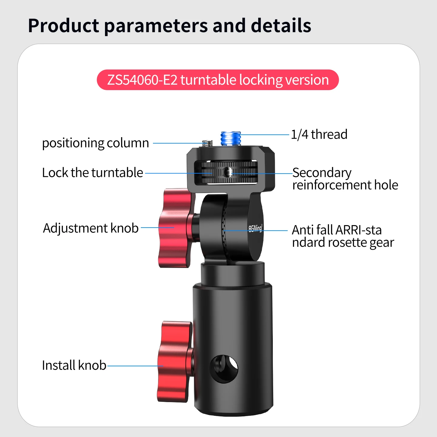 Kamera-Blitzhalterung 16mm Stativhalter Cold Shoe 1/4 Zoll Halterung Regenschirm Speedlite Halter 360° Drehbar Verstellbarer Lichtständer-Adapter – Detail 15