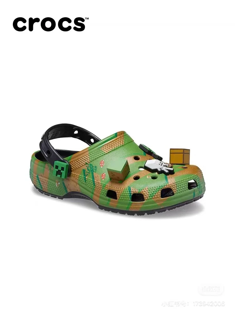 Sandalias originales Crocs x Minecraft Kawaii para niños y niñas, zapatillas antideslizantes para el hogar y la playa, regalo para niños