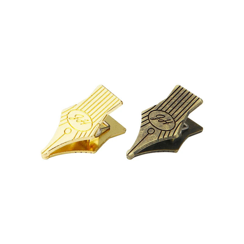 2Pcs Bronze/Golden Binder Clip Pen Tip Notebook Binder Clips Document Test Paper Note Storage Holder Journal Clamp bag clips