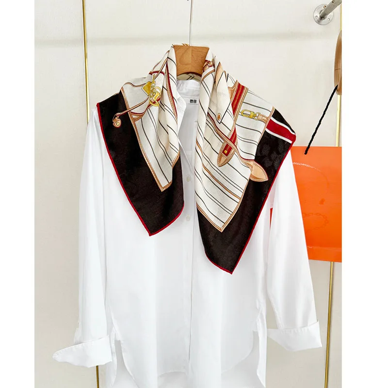 70% 울 30% 실크 여성용 스카프 - 패셔너블하고 우아하며 따뜻한 머리 스카프, 자카드 패턴, 65*65cm