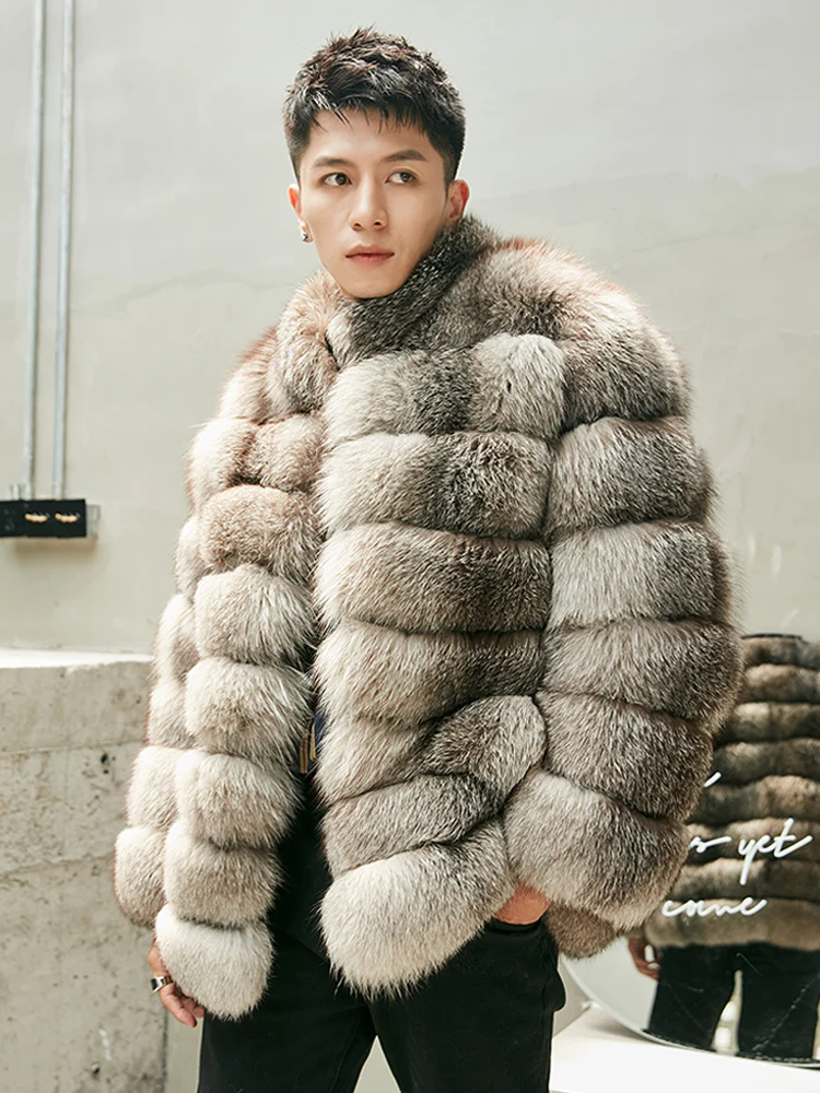 Luxury 100% Real Fox Fur Coat Free Size High Durability  High-class Winter Mens Fox Fur Coat