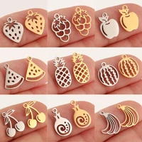 Breloques fraise/cerise/ananas/pastèque, pendentifs Fruits en acier inoxydable, Bracelets à faire soi-même, fabrication de colliers, fabrication de bijoux, 5 pièces 1