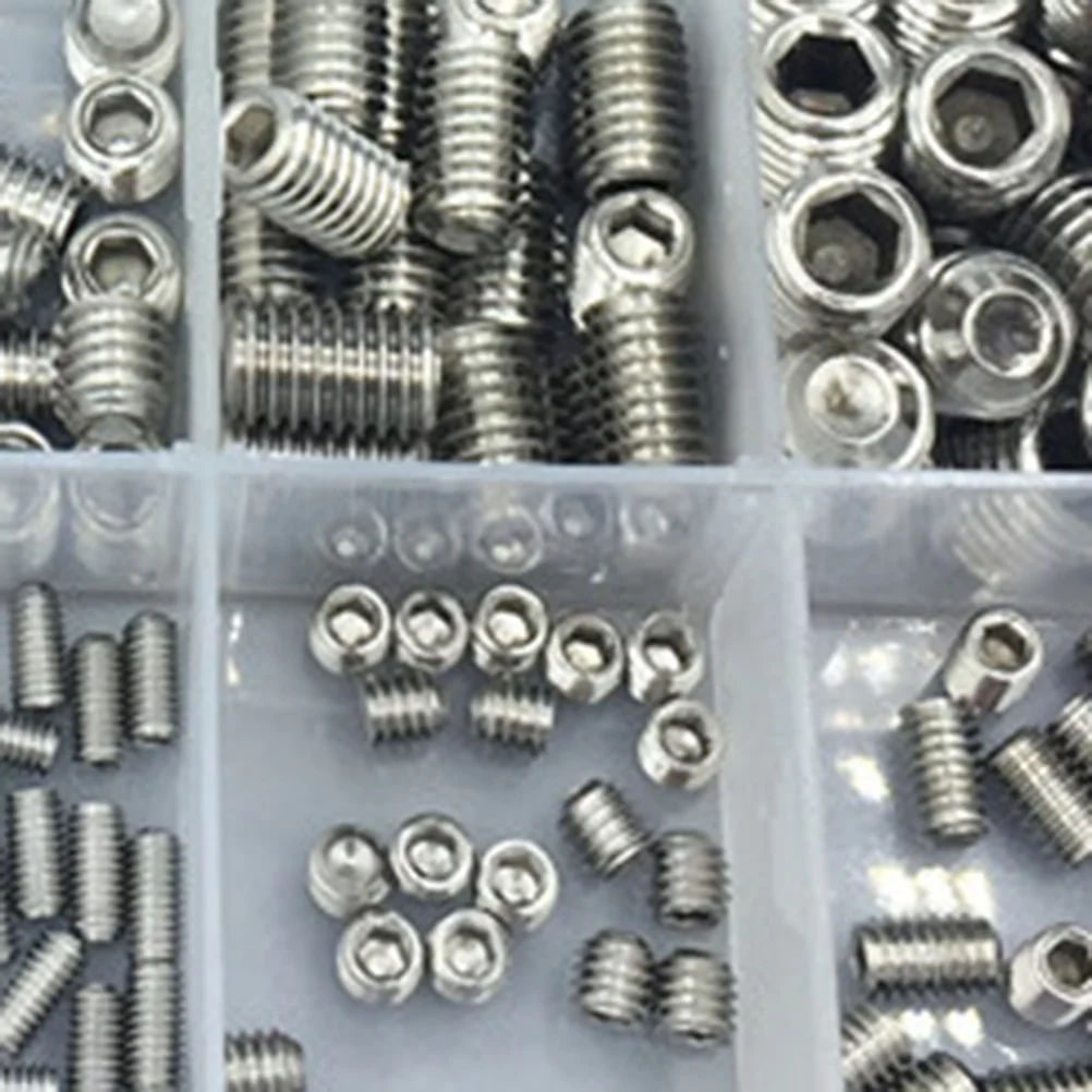 

200pcs Stainless Steel Screw Set Hex Allen Head Socket Screws 10 Sizes Grub Screw Assortment Kit For Industrial Hardware Use