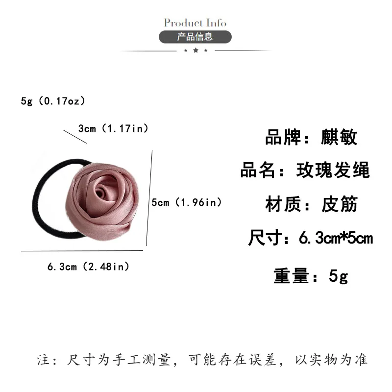 Rose Blume Kopf Seil Französisch Stil Retro Sanfte Blume Darm Haar Ring Künstlerische Satin Glanz Haarband Frau Haar Seil