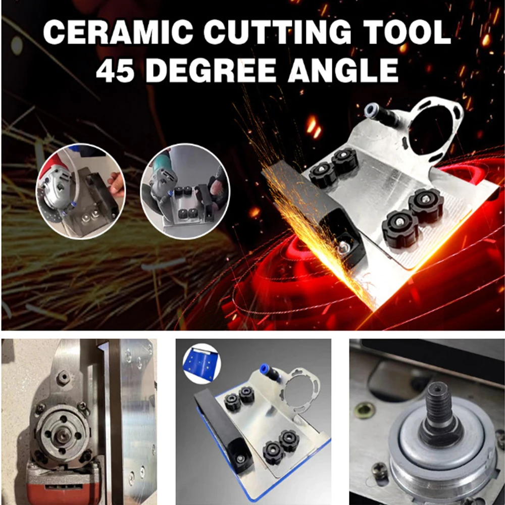 Supporto per smerigliatrice angolare per piastrelle 45 ° Accessorio per smerigliatrice angolare per taglio smussato Rimozione polvere con staffa