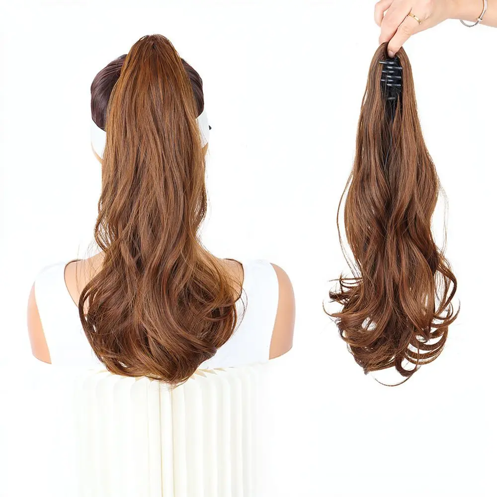 Long Wavy Ponytail Hairpiece Claw Clip Synthetic Curly Extension For Women Easy To Use Soft Natural Looking Style