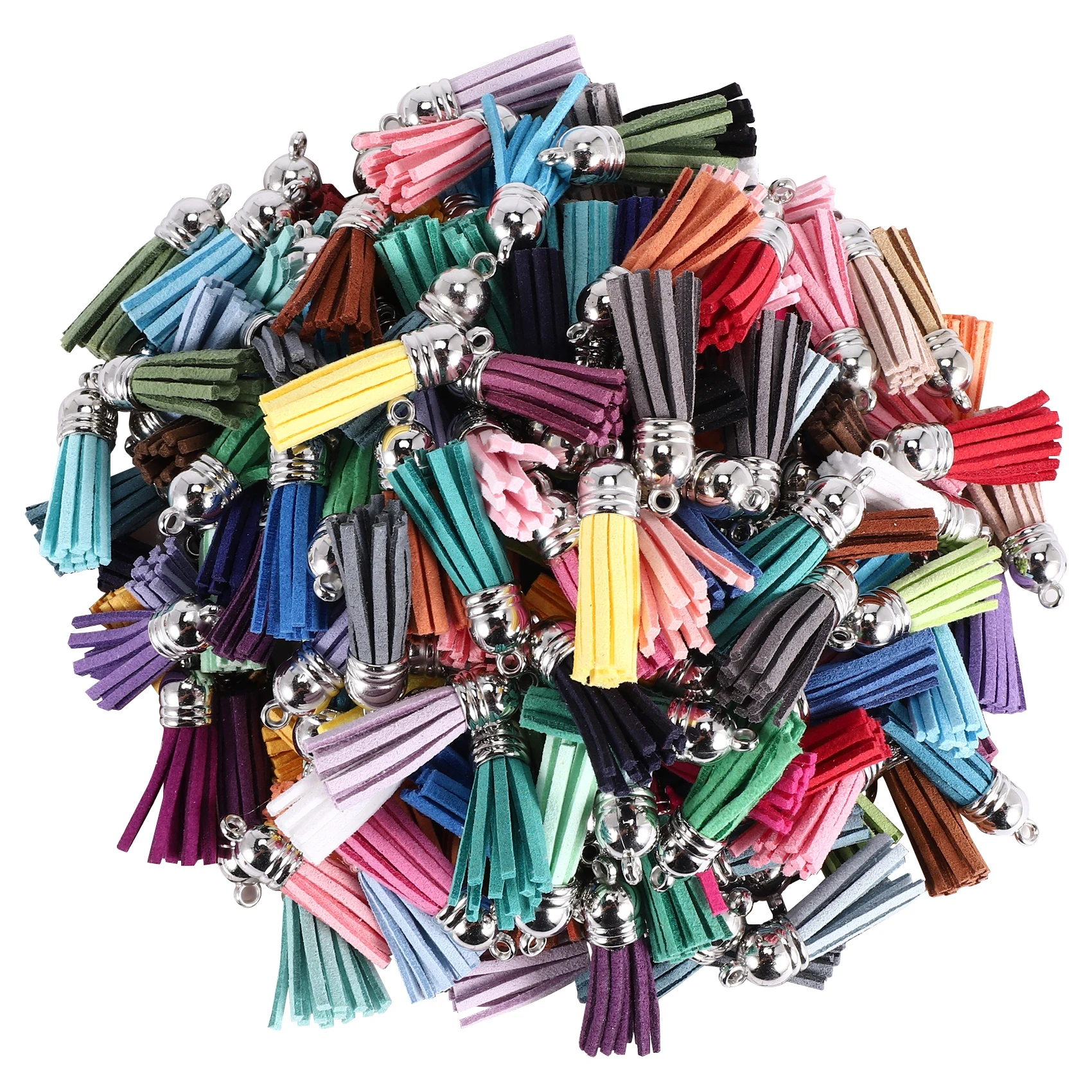 250 pçs/set chaveiro borlas pingentes de borla de couro colorido em massa para chaveiro diy e artesanato-abpp