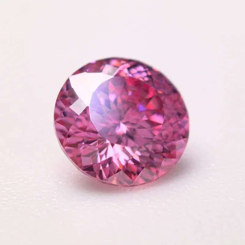 Moissanite Diamond Round Shape 100 Faceted Cut Pink Color Lab Grown Gemstone For Advanced Jewel Making With GRA Certificate