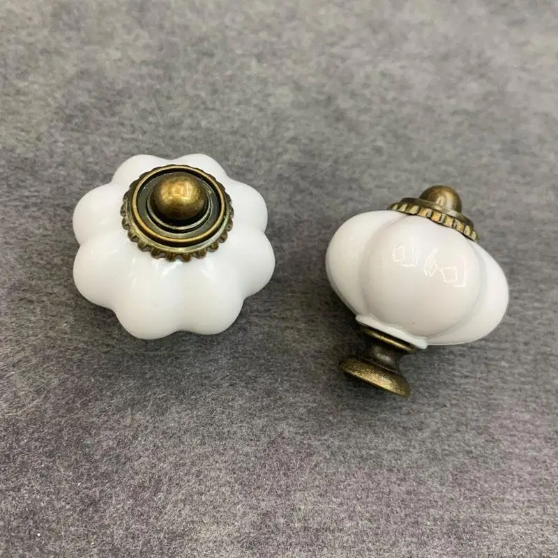 6Pcs Rustic Round Pumpkin Drawer Knobs Single Hole Cabinet Pulls for Farmhouse Bedroom Dresser Closet Furniture