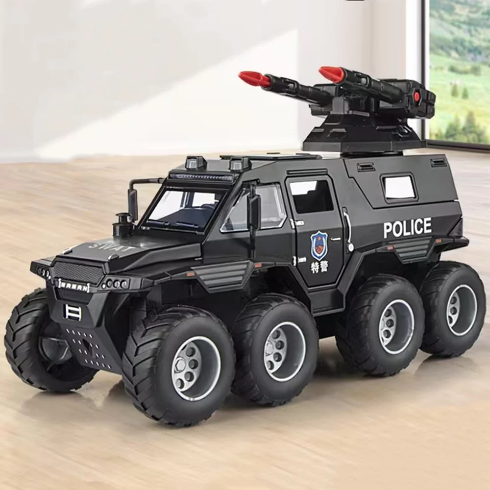1:24 модели шамана Avtoros, игрушки, легкосплавные автомобили, полицейская машина, легкая музыка, взрывозащищенная бронетранспортная машина, подарки для малышей