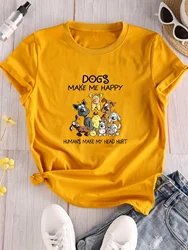 T-shirt girocollo con stampa Cartoon, magliette estive moda manica corta allentate Casual, abbigliamento donna