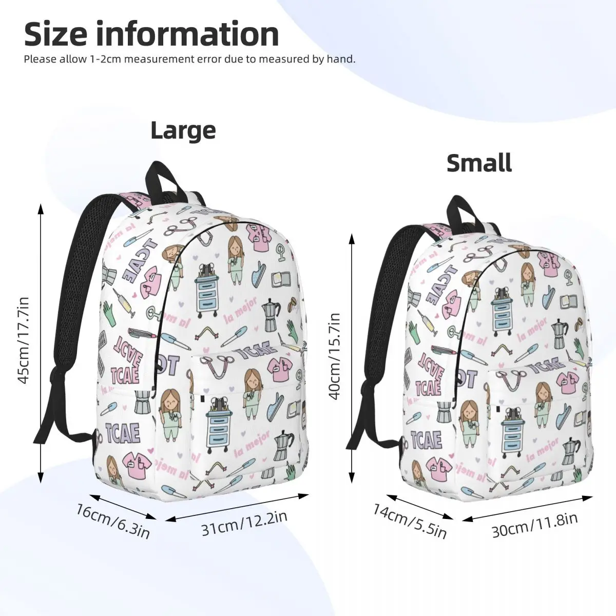 Nurse Apuros Backpack for Men Women Fashion High School Hiking Travel Daypack College Shoulder Bag Outdoor