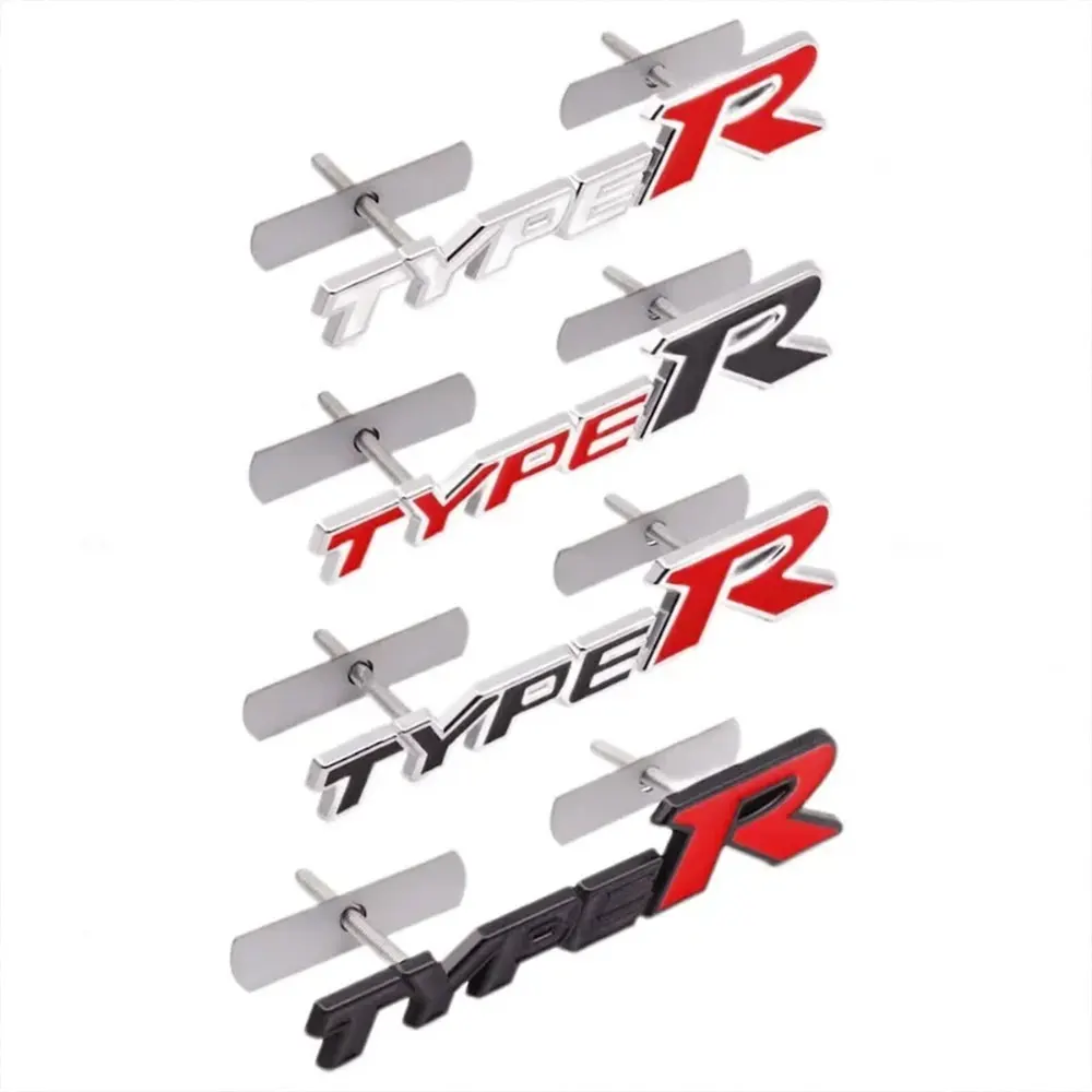 3d Metal Letters Logo Type R Emblem Letter Car Front Grille Badge Rear Trunk Sticker For Car Accessories