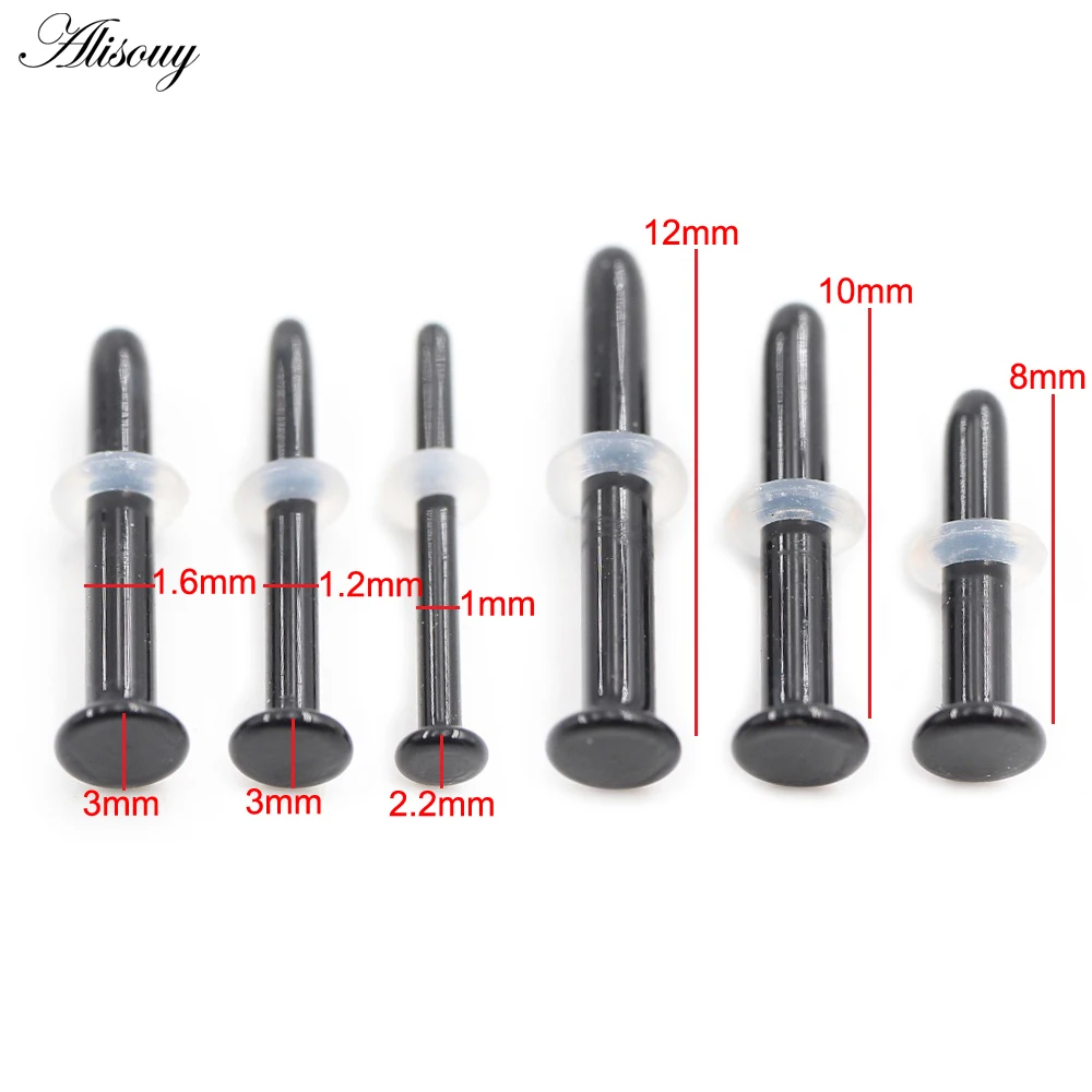 Alisouy 1PC Transparent Glass Straight Bar Nose Rings Ear Septum Cartilage Tragus Helix Daith Stud Earring Piercing Body Jewelry