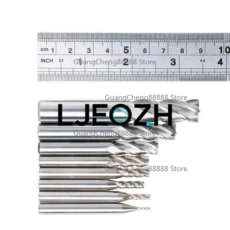 Southwest White Steel Milling Cutter Straight Shank End Mill 4 Blade High Speed Steel Milling Cutter
