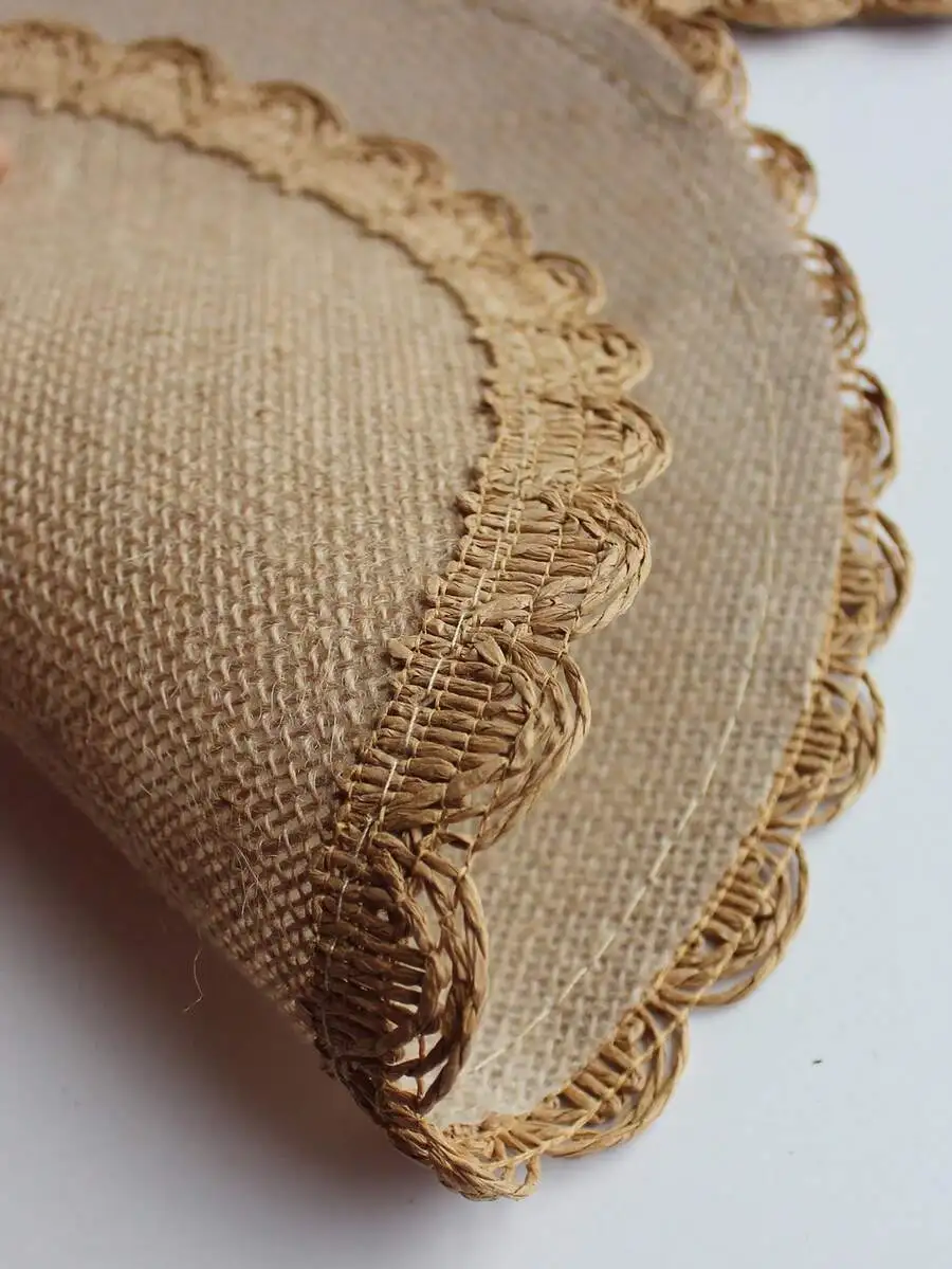 SGIAWETA-4pcs Round Linen & Burlap Placemats, Vintage Rustic Decor Round Tasseled Placemats, Pot Holders, Heat Resistant Kitchen & Dining Table Mats, Wedding Tablecloth, Home Decor, Suitable For Weddings, Parties, Family Gatherings-birthdaygift view 8