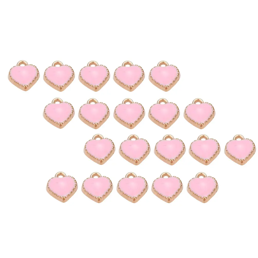 

20 Pcs Heart Shaped Alloy Pendants DIY Jewelry Accessories Pink Color Small Size Easy to Use Necklace Decorations Charm