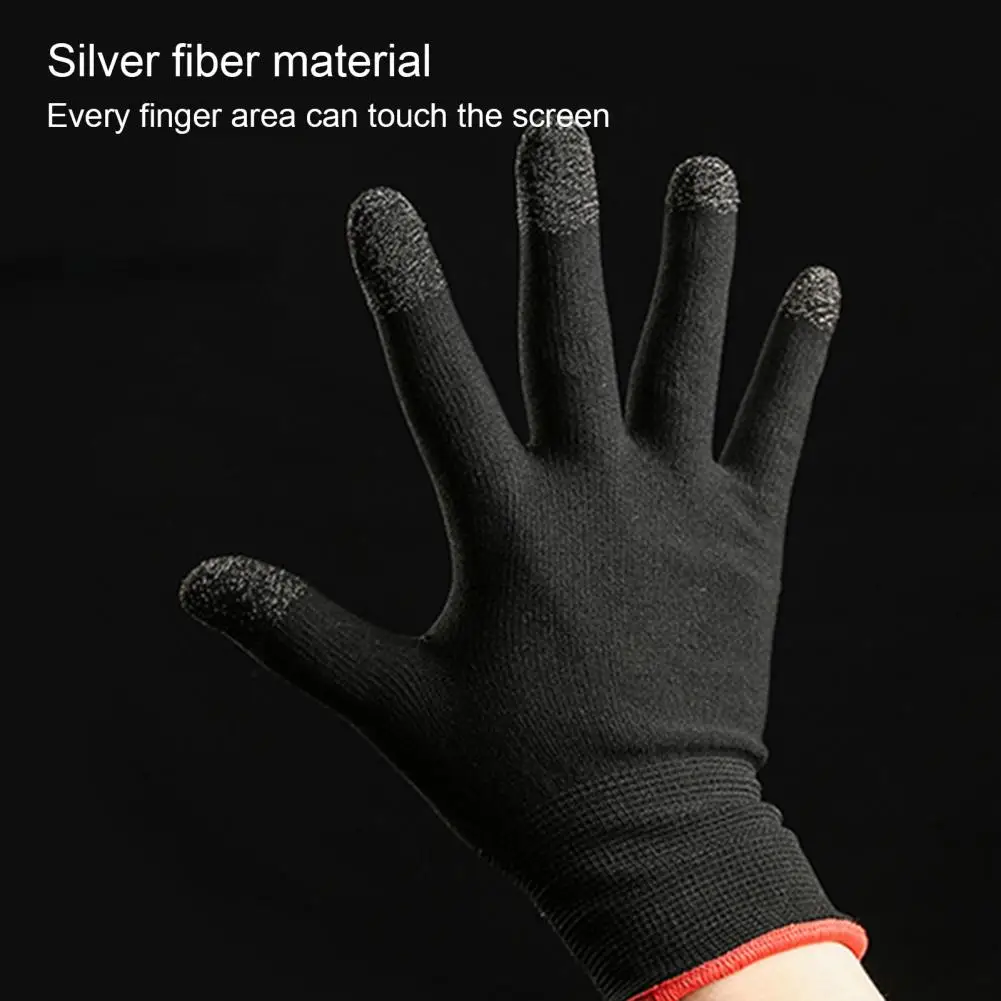 Silver Fiber Gaming Gloves Gaming Mobile Game Gloves Enhance Gaming Experience with 2pcs Breathable Lightweight for Mobile