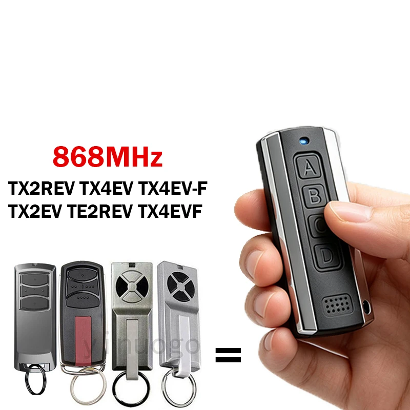 868MHz TX2EV TX4EV TX4EVF TX2REV TX4REV TX4REVF Garage Door Remote Control Electric Gate Opener Hand Transmitter
