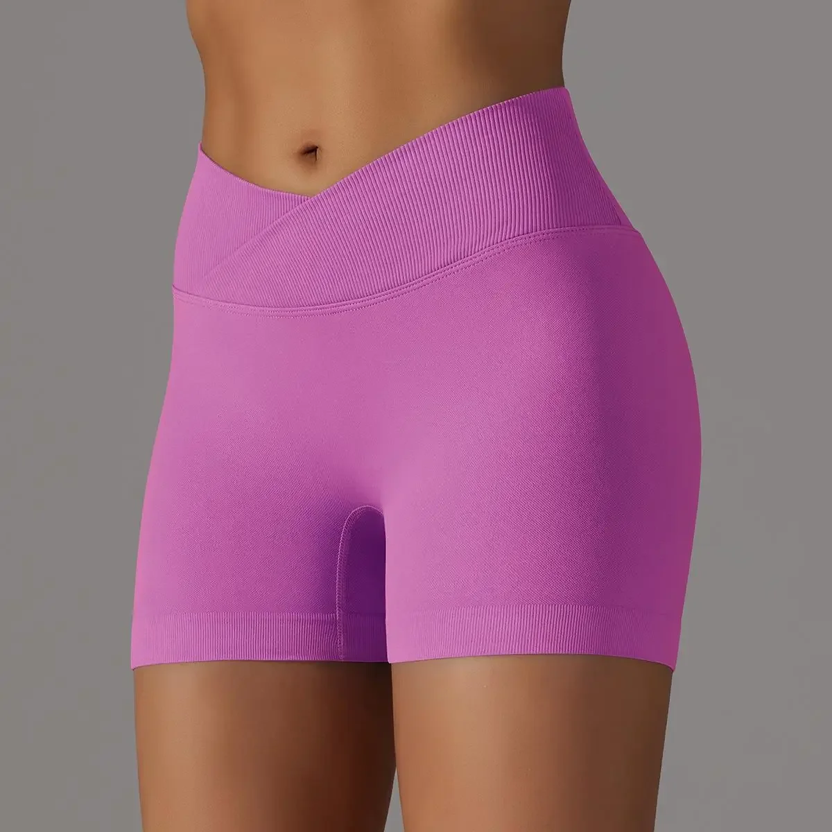 Scrunch Shorts V Back Push Up Gym Sports Shorts Women Hip Lift Fitness Tights Female Crossover Waist Workout Yoga Short Leggings