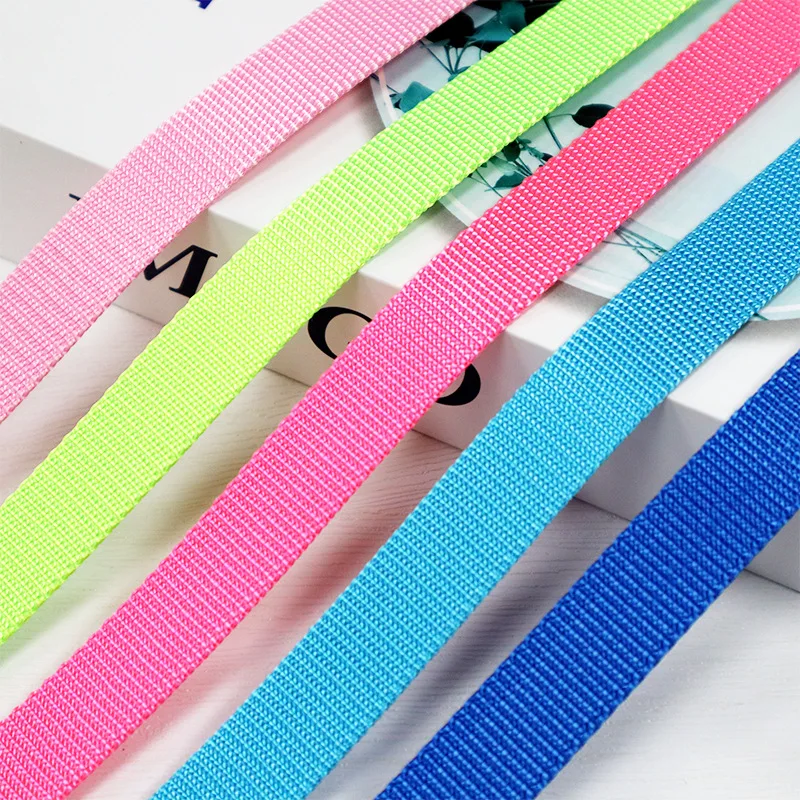 50 Meters Polyester Webbing 10mm/15mm/20mm/25mm 9 Colors 1.5mm Thickness DIY Craft for Backpack Strap Pet Leash and Collar