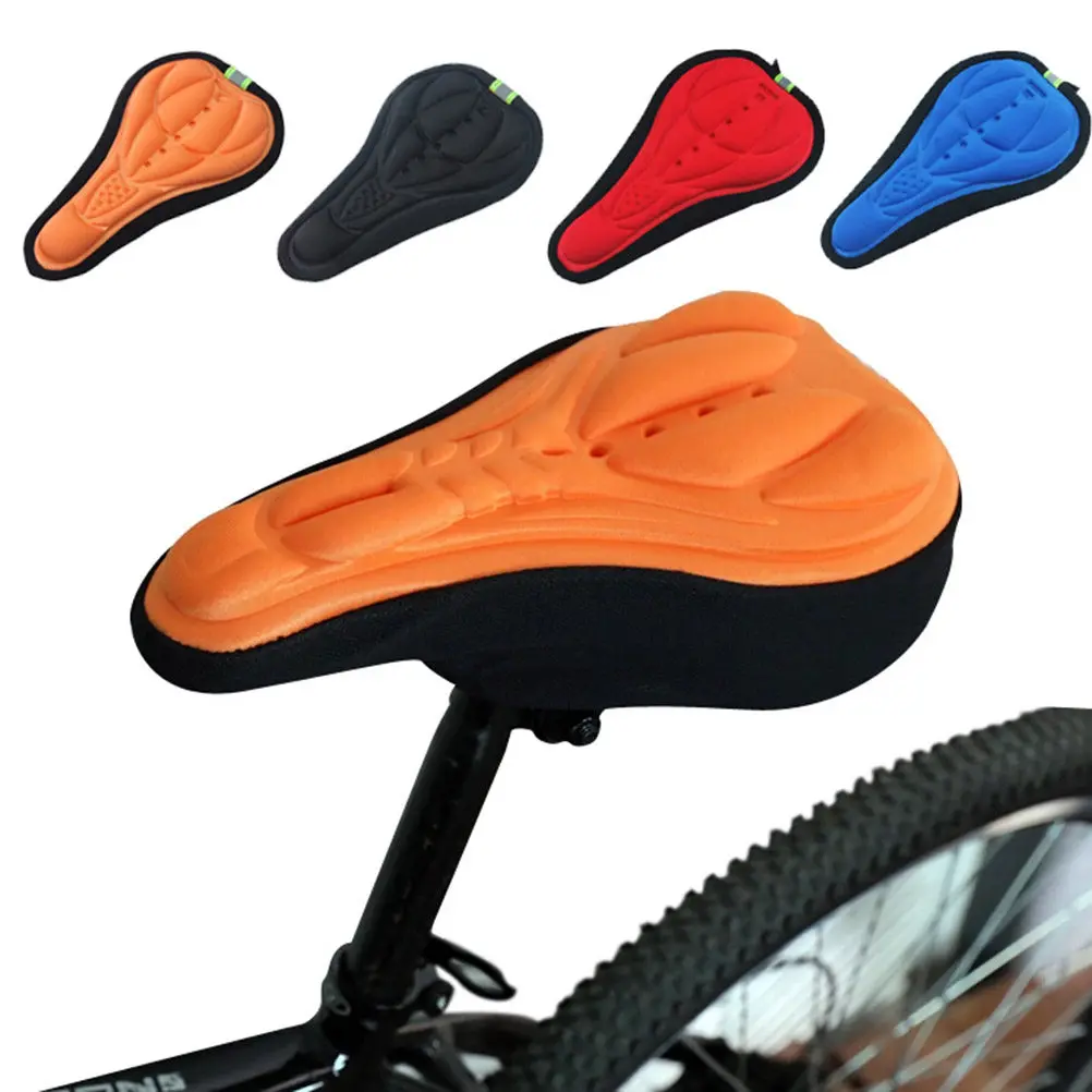 

Comfy Cycling Orange 3D Saddle Pad Breathable Bike Seat Cover Soft Cushion Shock Absorption for Road Off-Road Mountain Bikes