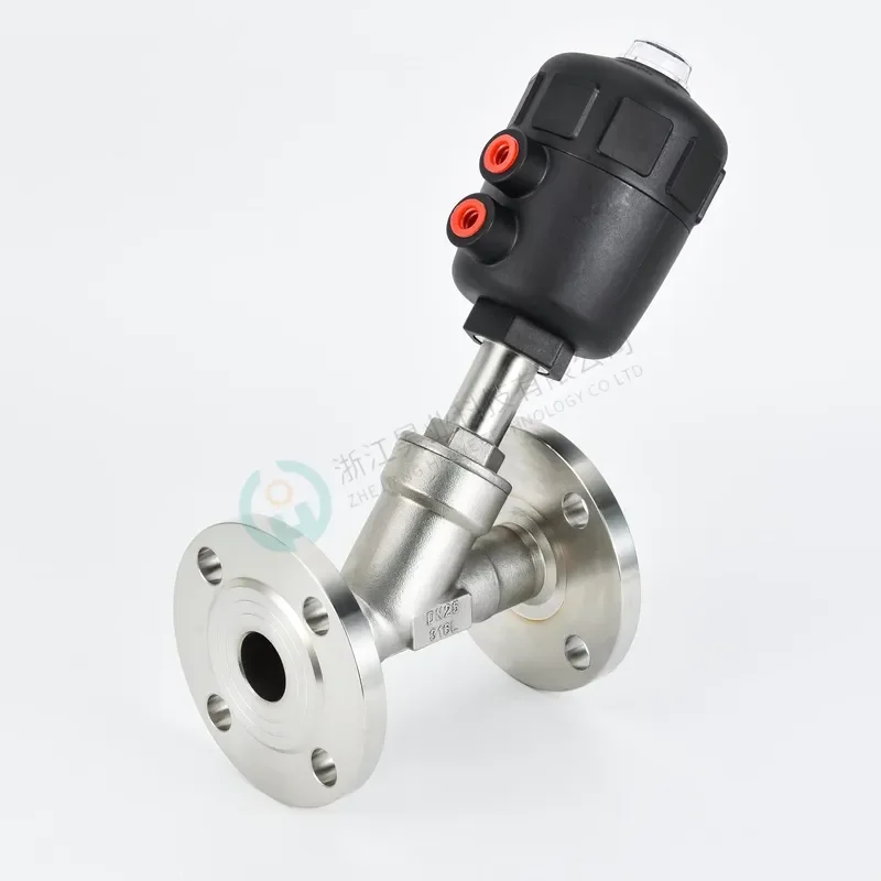 DN80 304 Stainless Steel Pneumatic Angle Valve Y Type Flanged Globe Valve for Medium High Temperature Steam Control with