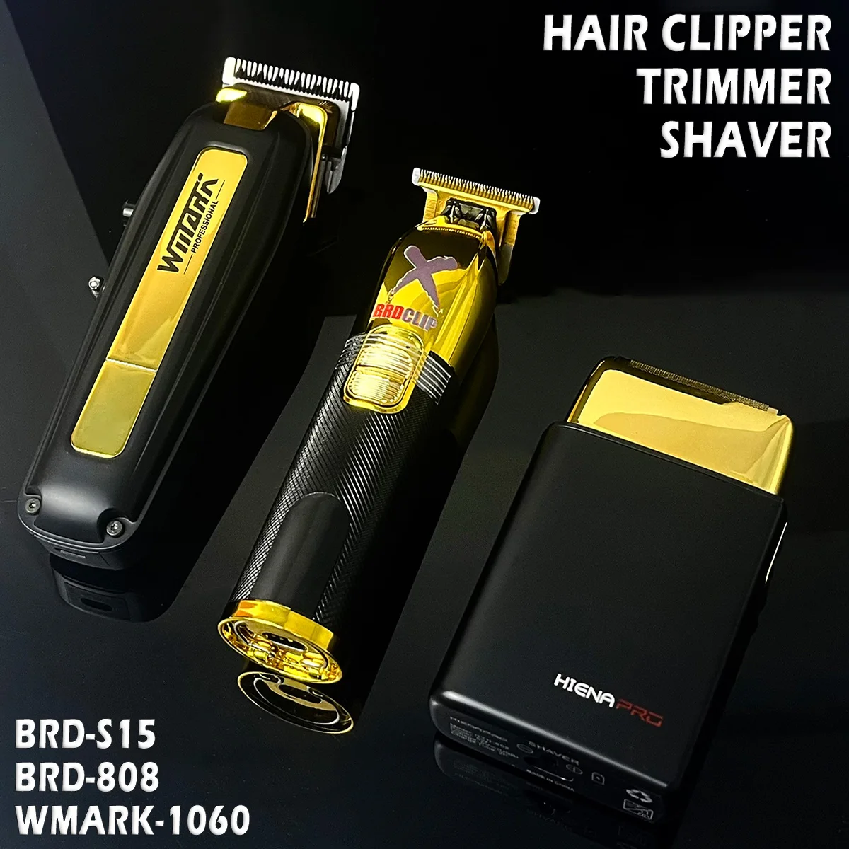 3PC WMARK NG-1060 BRD Gold S15 BLACK 808 7500RPM Barber Professional Hair Clipper Trimmer Shaver High Power High Speed for man's