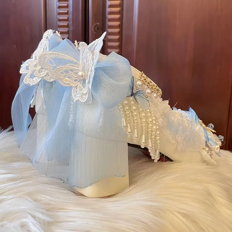 

2025 Original Handmade Lolita High Heels Princess Shoes Dress Dress High Heels Ladies Kawaii Wedding Shoes Bridal