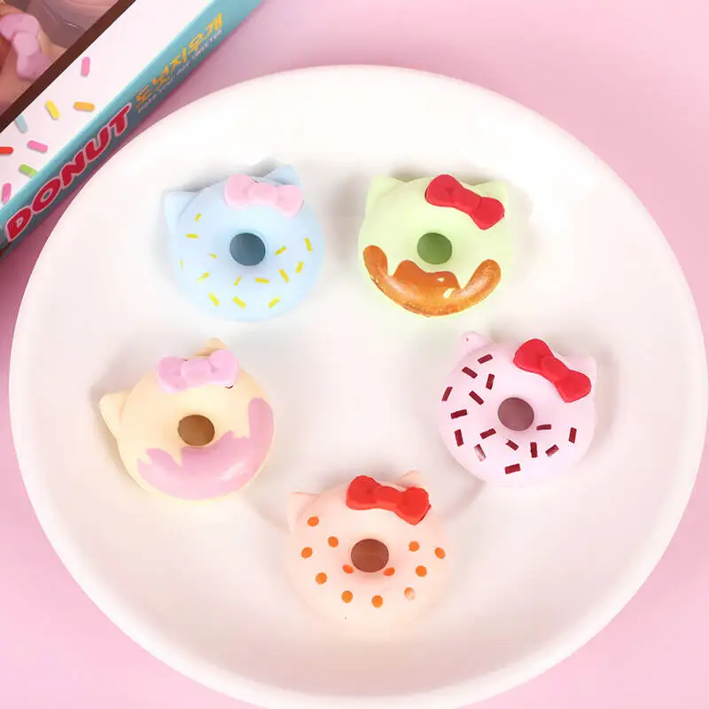 1-2 Set Cartoon Cat Kawaii Kitten Cute Candy Color Rubber Eraser Set Stationery