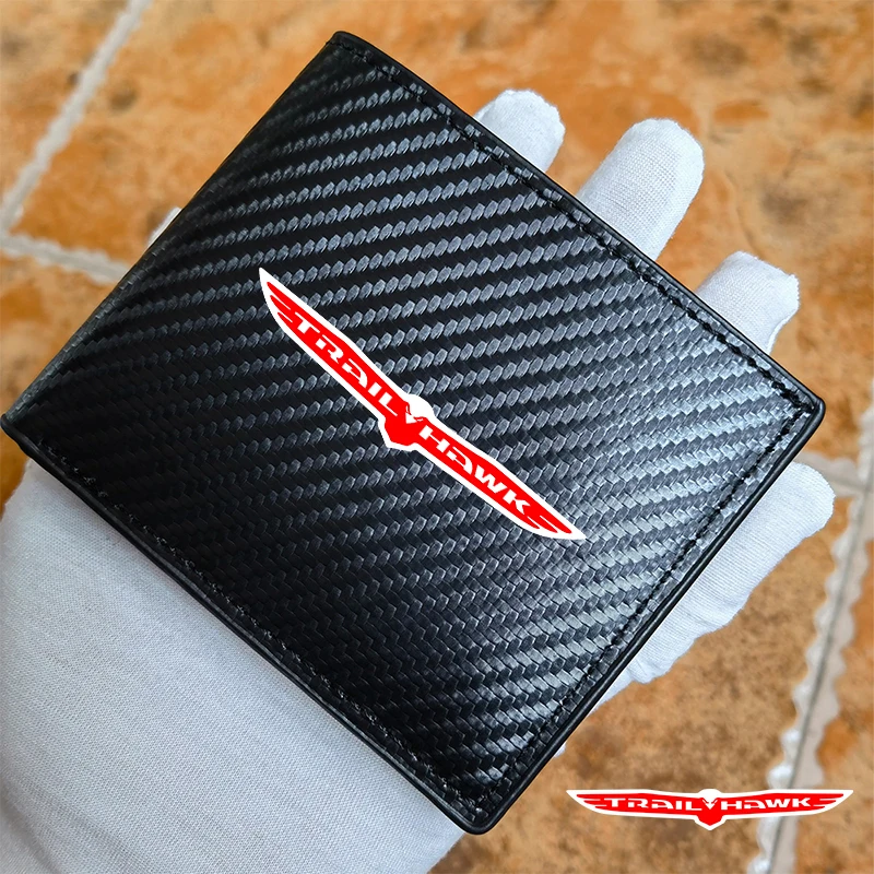 for jeep trailhawk 4x4 car carbon fiber leather wallet Card package