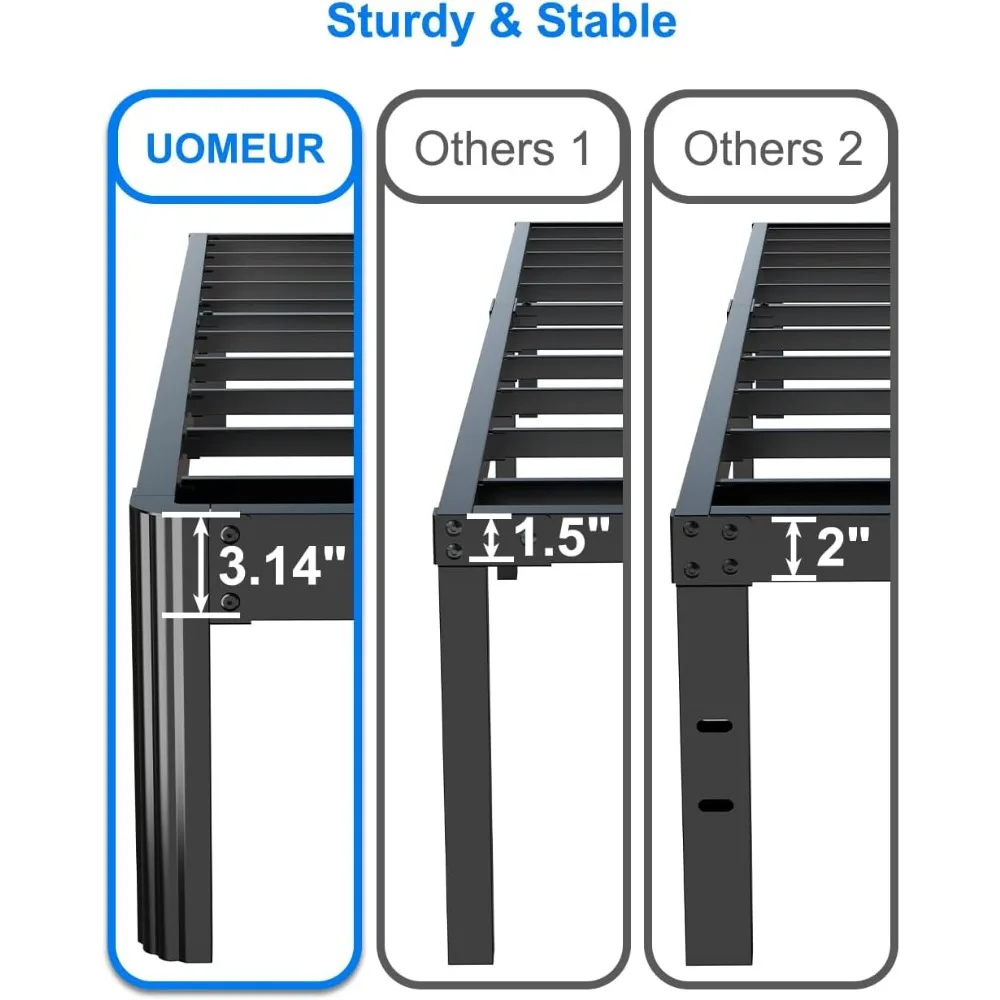 Queen Size Bed Frame, Max 4500lbs Heavy Duty Sturdy Metal Steel Platform No Box Spring Needed Bed Frame Queen Size