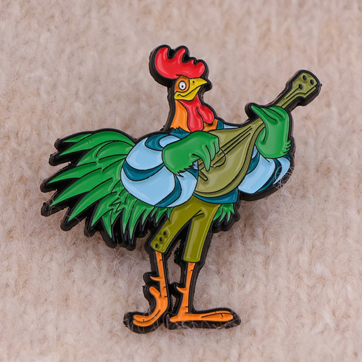 Guitar Rooster Enamel Pin Brooches on Clothes Badge Bag Clothes Lapel Woman Men Jewelry Gift