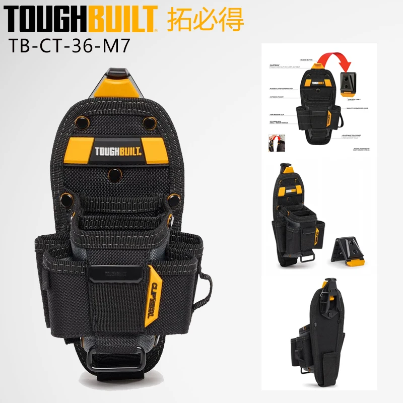 TOUGHBUILT TB-CT-36-M7 ClipTech 7-Pocket Medium Technician Tool Pouch for Electrician Repair