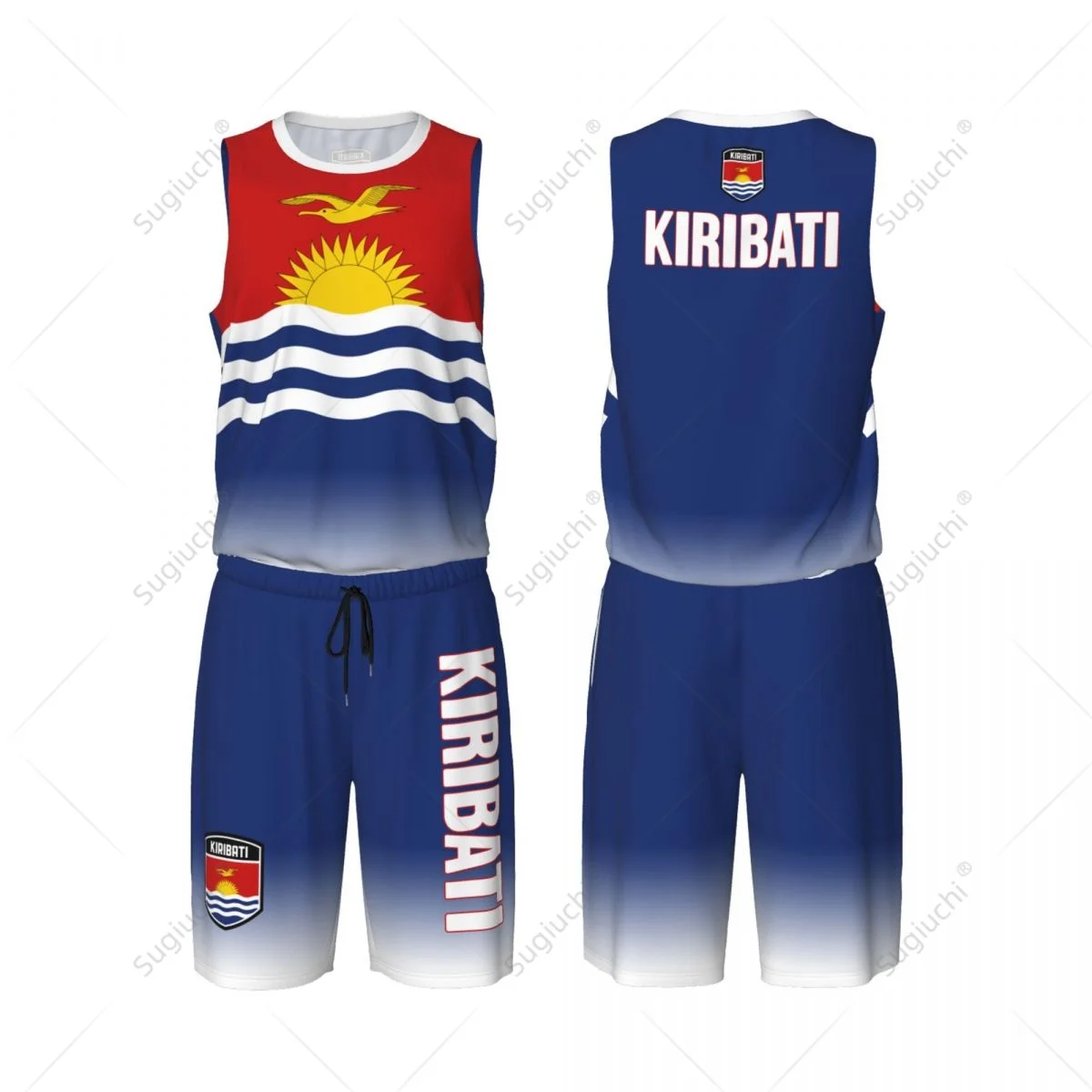 Jersey basket pria kiribatii Flag Jersey Set Mesh Shirt & celana tanpa lengan eksklusif Team-up nama kustom Nunber Unisex