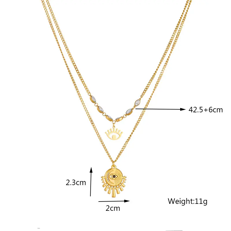 LAMENGLY 316L Stainless Steel Retro Eyes Pendant Necklace For Women New High Quality Neck Chain Waterproof Jewelry Party Gift