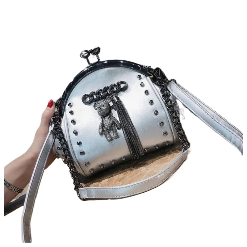 

Korean-style Versatile Single-shoulder Chain Bag Women Crossbody on Instagram Super Popular Cartoon Studded Hand-held Shell Bag