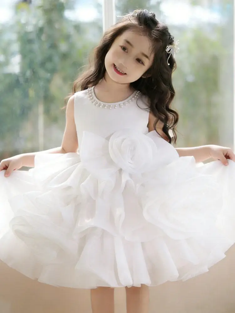 Custom Luxury Dress Women Wedding Guest Dress Flower Girl Wedding Gown Birthday Party Pageant Runway Pink Rose Ruffle Organza
