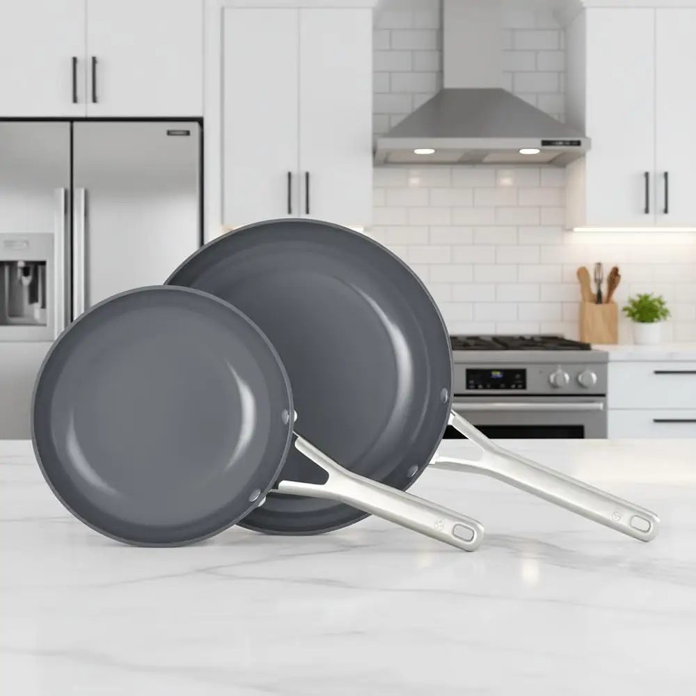 

Nonstick Frying Pan Set, 8 & 10, Silver Ash Finish