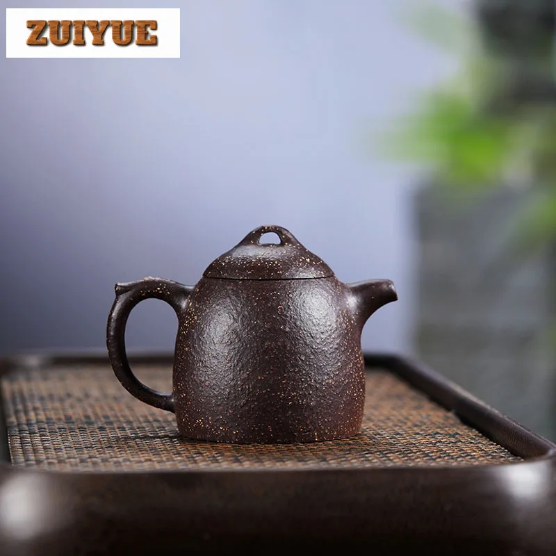 250ml Yixing Purple Clay Teapots Handmade Qin Quan Pot Raw Ore Coarse Sand  Purple Jade Gold Sand Kettle Strainer Zisha Tea Set