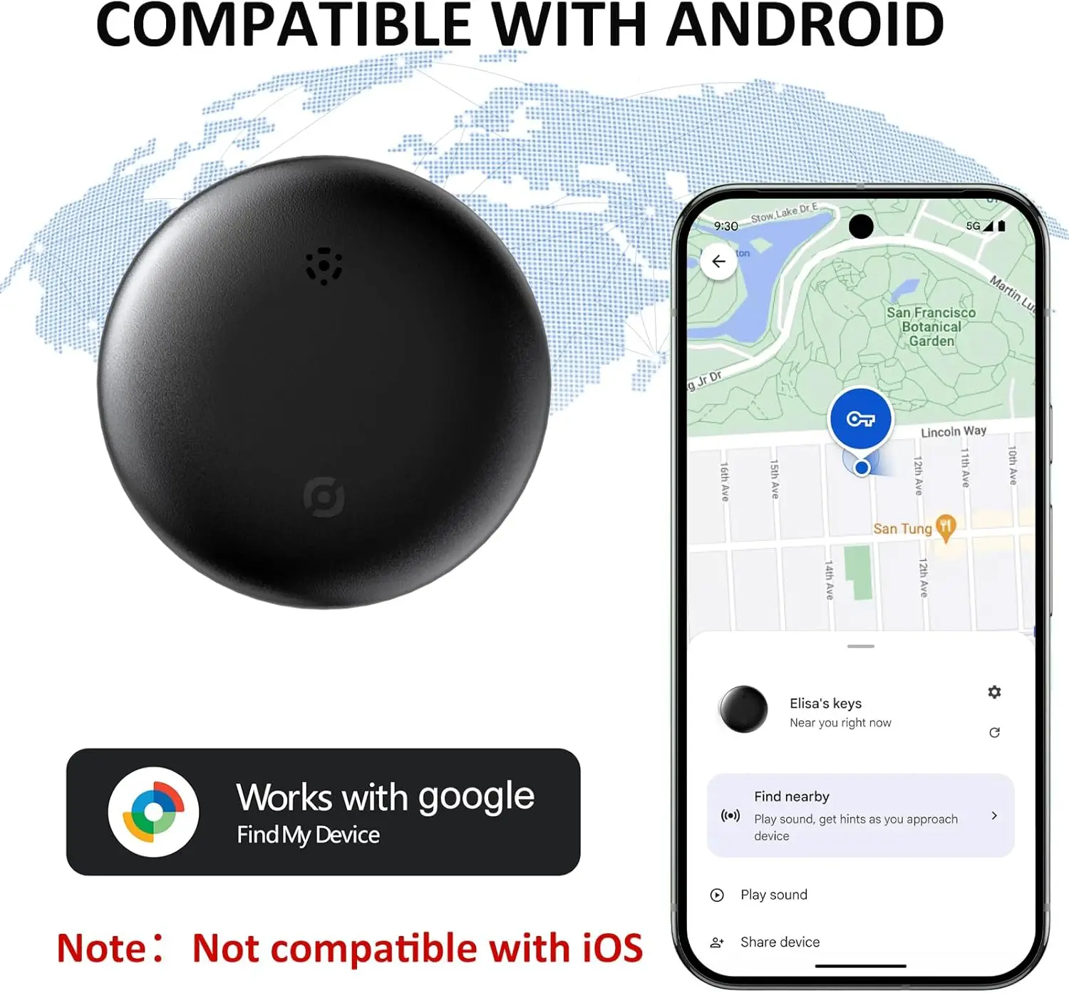 Android Smart Tracker Compatible Air tag With Google Find Hub APP Finder Gps Locator For Keys, Bags, Luggage, Ip67 Waterproof