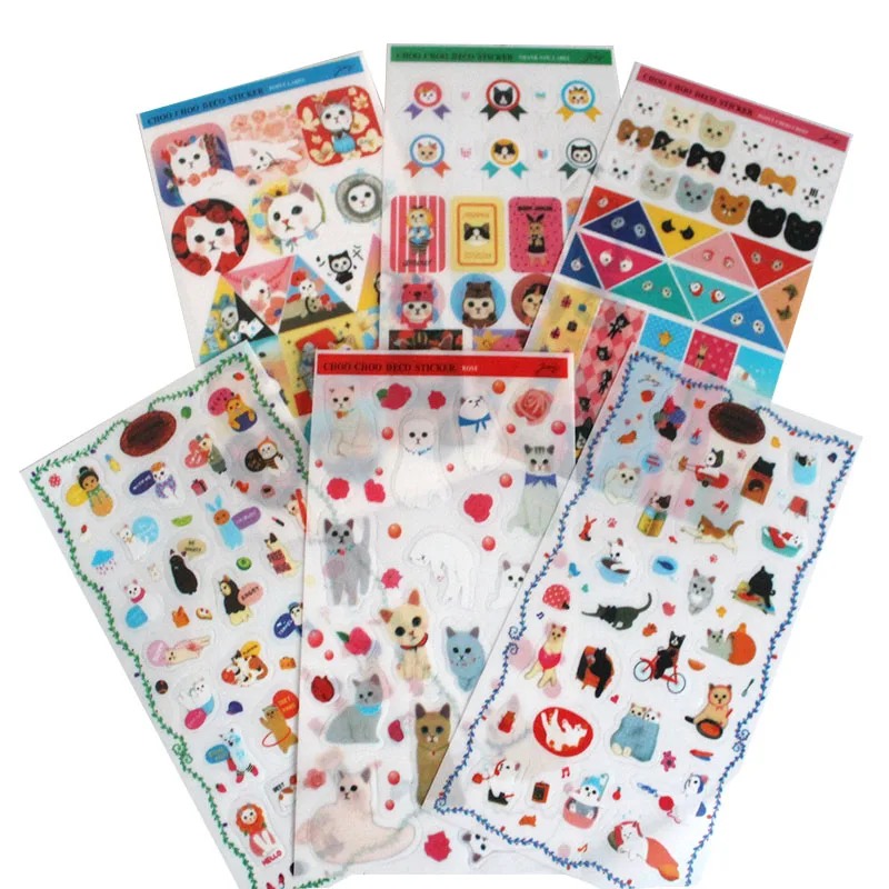 كوكي فتاة القط نبات الحيوانات الأليفة مقاوم للماء حساب اليد جراب هاتف مسطح ملصق يدوي الصنع اللوحة سكرابوكينغ المواد