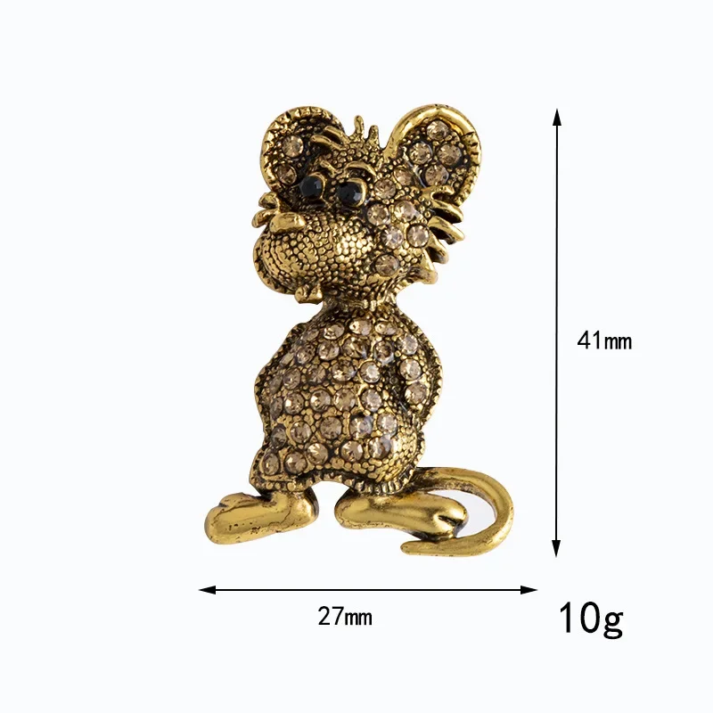 New Vintage Zodiac Mouse Spilla Strass Animale Spilla da uomo Abito Distintivo Sciarpa Fibbia Abbigliamento Festa Accessori donna