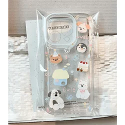 Cake Puppy Penguin Cute Phone Case For iPhone 16 15 14 13 12 11 Pro Max XR X XS 14 15 7 8 Plus Y2K Soft Anti Fall Cover