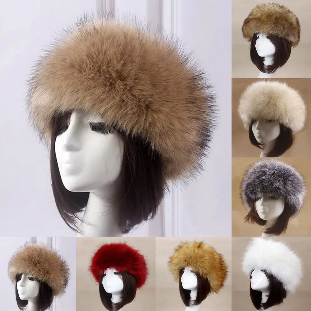 Outdoor Winter Beanie Thickened Hat Warm Women Autumn Faux Fur Cold-proof Plush Beanie